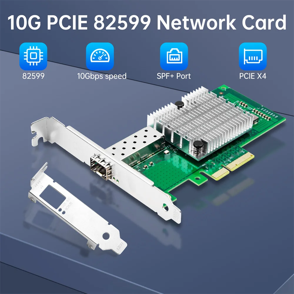 

10G PCIE X4 SFP+ Ethernet Network card For 82599 X520-DA1 Fiber Optic PCIE Adapter 10000Mbps Direct Gigabit For Server