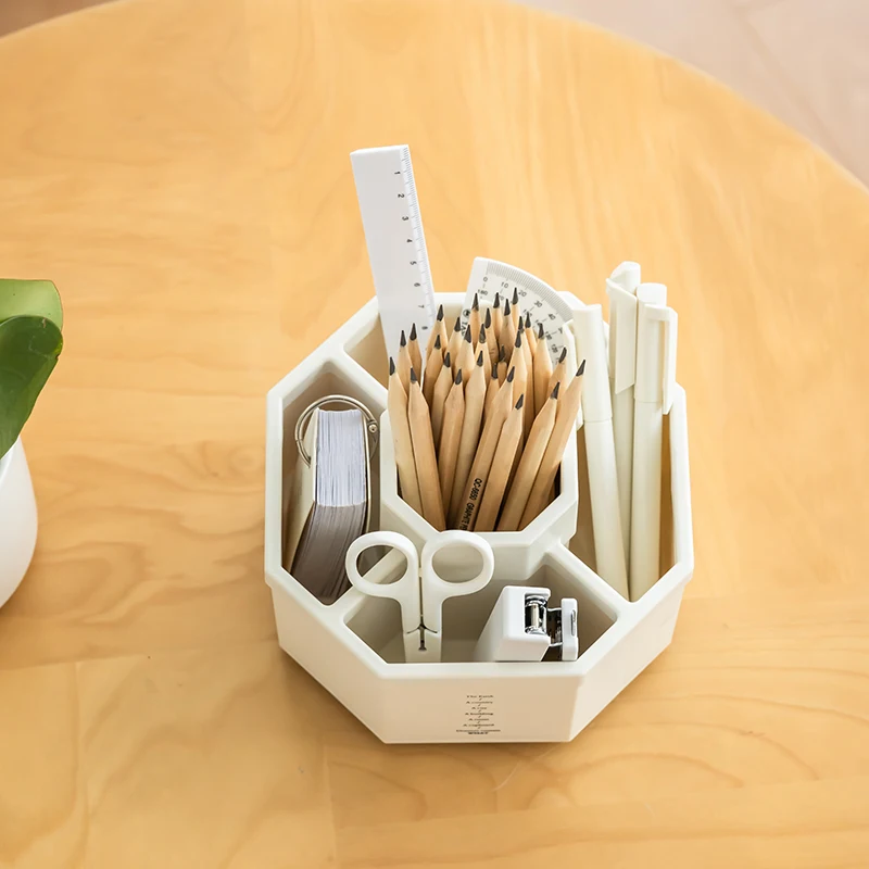 360° Rotary Pen Holder Office Pencil Storage Box Large Capacity School Stationery Desktop Makeup Brush Organizer