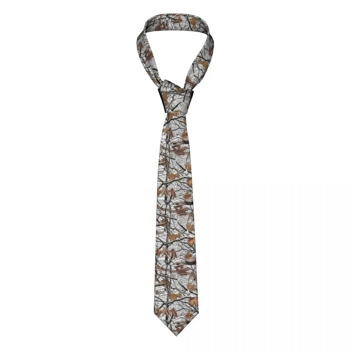 Custom Fashion Hunting Camo Tree Camouflage Snow Pattern Necktie for Men Personalized Silk Wedding Neck Ties