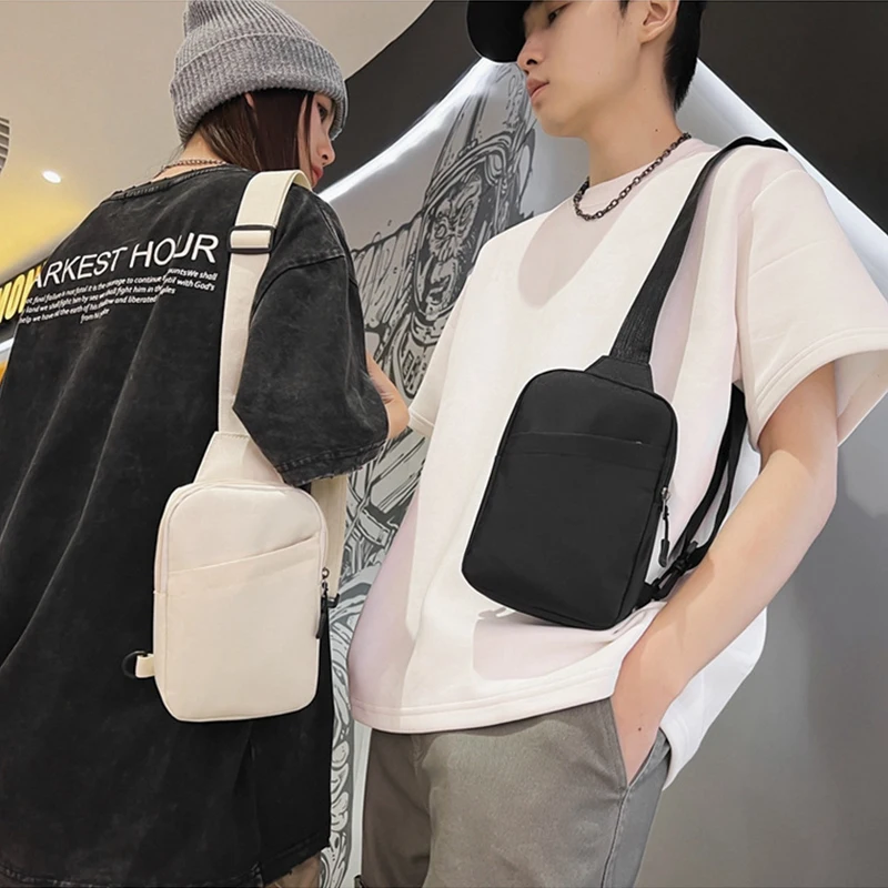 Trendy Men's Chest Bag Shoulder Bag Oxford Cloth Sling Crossbody Small Square Bag For Women Men