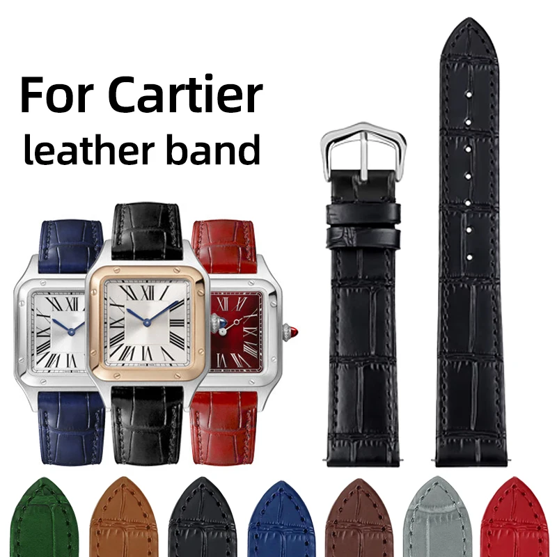 15/17/18/20mm Genuine Leather Strap for Cartier Santos Dumont Tank London Men women Quick Release Cowhide Watch Band Bracelet