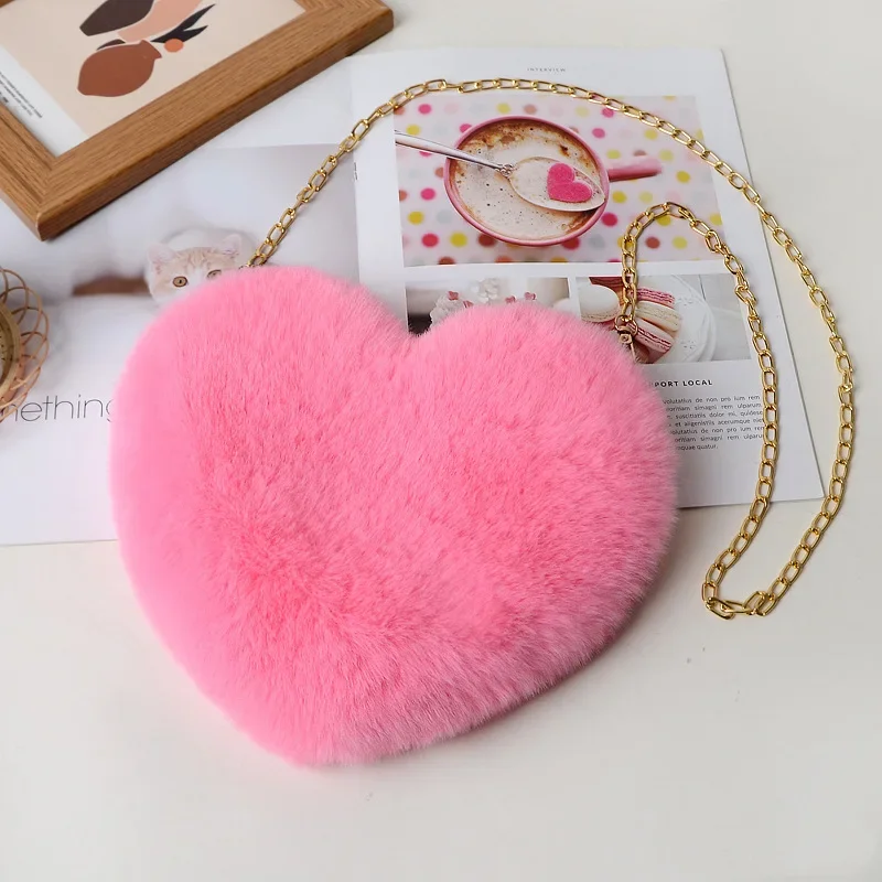 Cute Plush Single Shoulder Bag Crossbody Bags Stuffed Heart Toy Children School Backpack Kids Gift Toys Cute Bags For Girls
