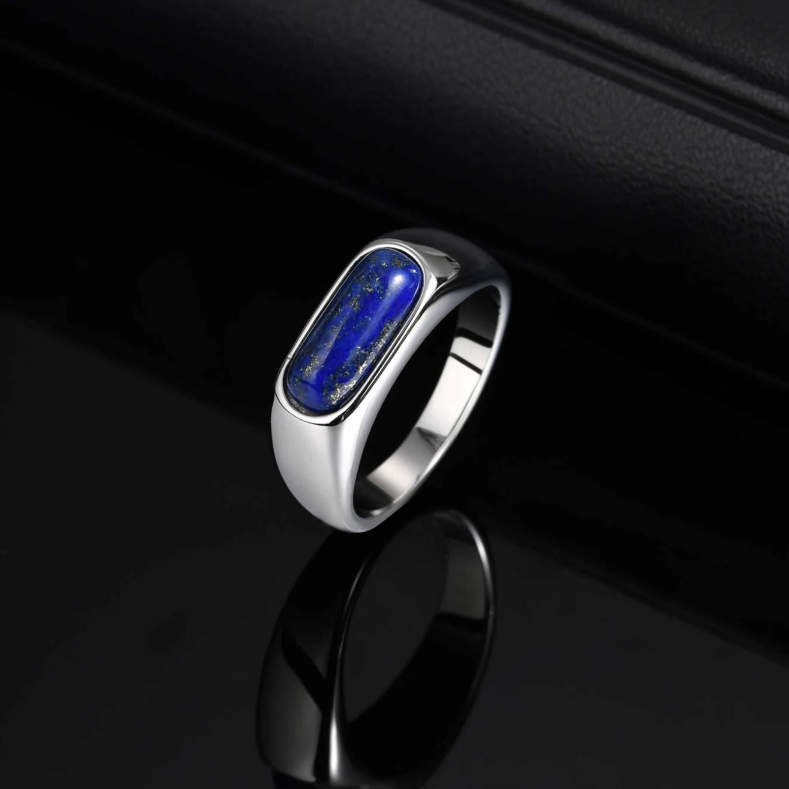 

Vintage Lapis Lazuli Natural Stone Ring for Men, High Polished Stainless Steel Ring, Punk Fashion Jewelry Gift Wholesale