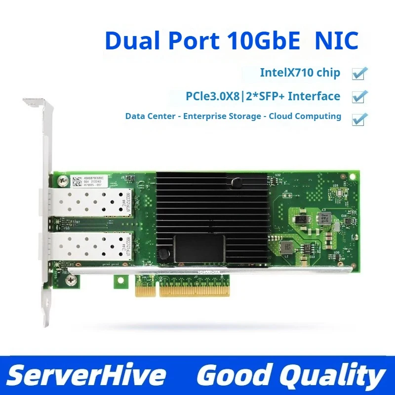 X710-DA2 dual port 10 Gigabit fiber network interface card PCIe 3.0