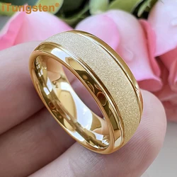 iTungsten 6mm 8mm Tungsten Carbide Ring for Women Men Domed Grooved Sandblasted Lady Gentleman's Gift Jewelry Comfort Fit