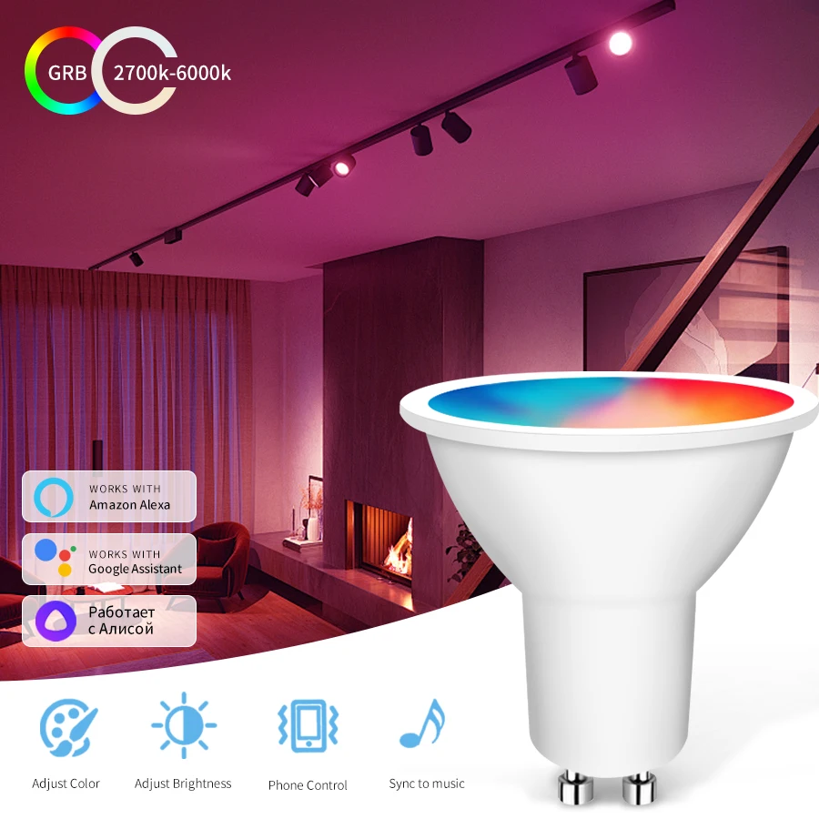 AC85-265V GU10 WiFi Smart LED Light Bulbs 5W 7W 9W Inteligent Alexa Lamp RGB Spotlight Cozylife APP Google Assistant Home Decor