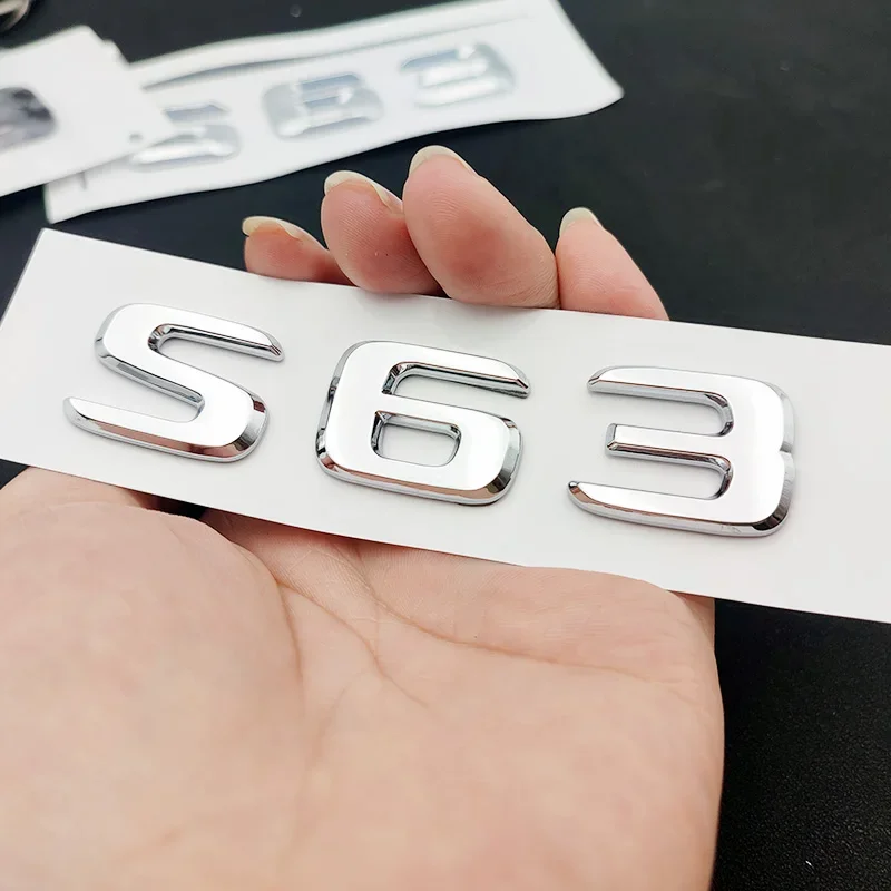 ثلاثية الأبعاد ABS كروم S 63 شعار S63 شعار رسائل ملصق سيارة جذع شارة مائي لمرسيدس S الفئة S63 C217 بنز AMG اكسسوارات