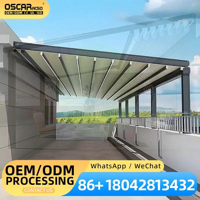 Outdoor Garden Patio Cover Canopy Louver Roof Aluminum Structure for Backyard Terrace Balcony Retractable Canopy Pergola