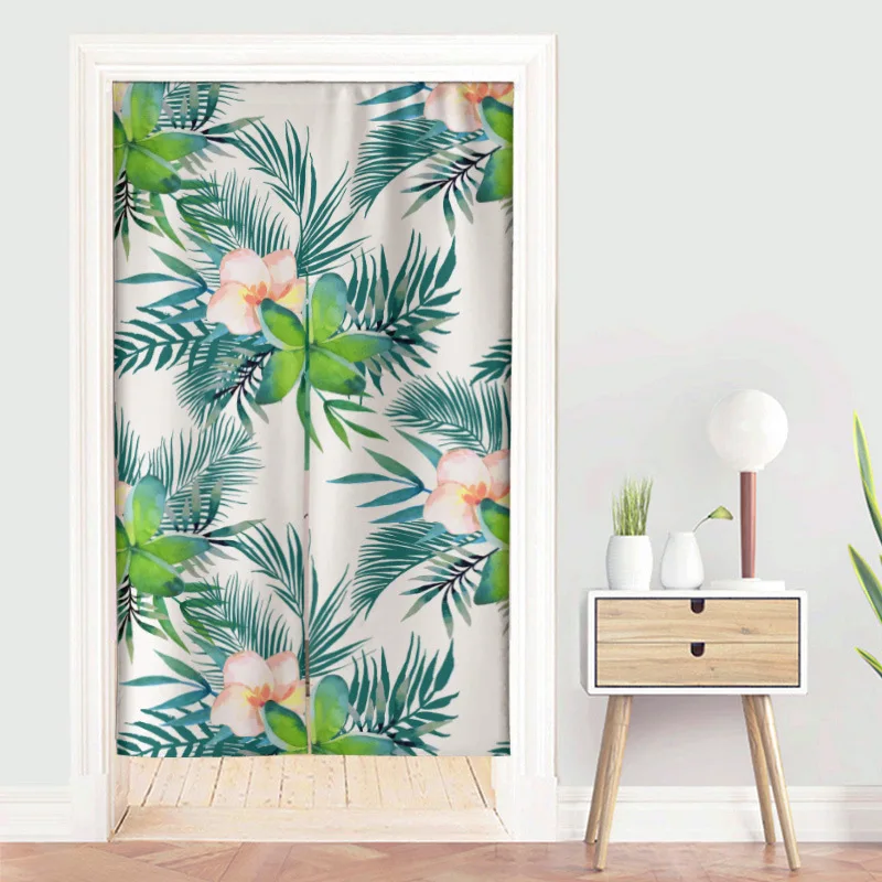 Nordic houseplants changing room Curtain Privacy Partition Doorway Curtains Kitchen Entrance Noren Linen Hanging Half-curtain