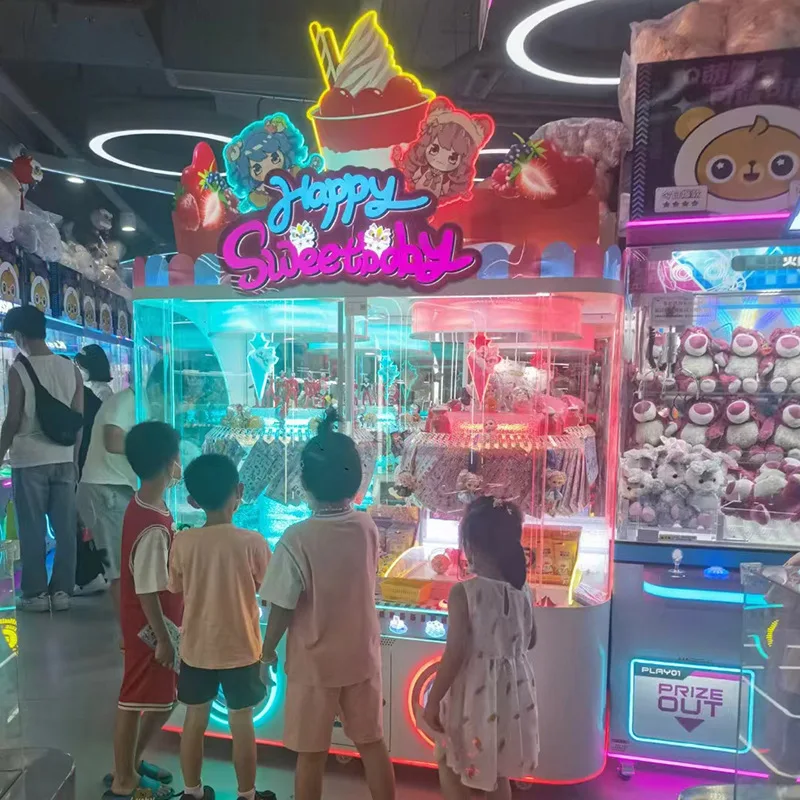 Fully Transparent Double Commercial Coin-Operated Arcade Game Machine Lucky Entertainment Sweet Talk Clip for Kids 1 Year