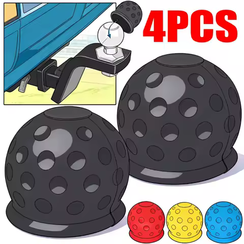 50mm Tow Bar Ball Cover Cap Trailer Hitch Ball Protector Rubber Towing Cover for Car Truck Camper RV Caravan Towing Accessories