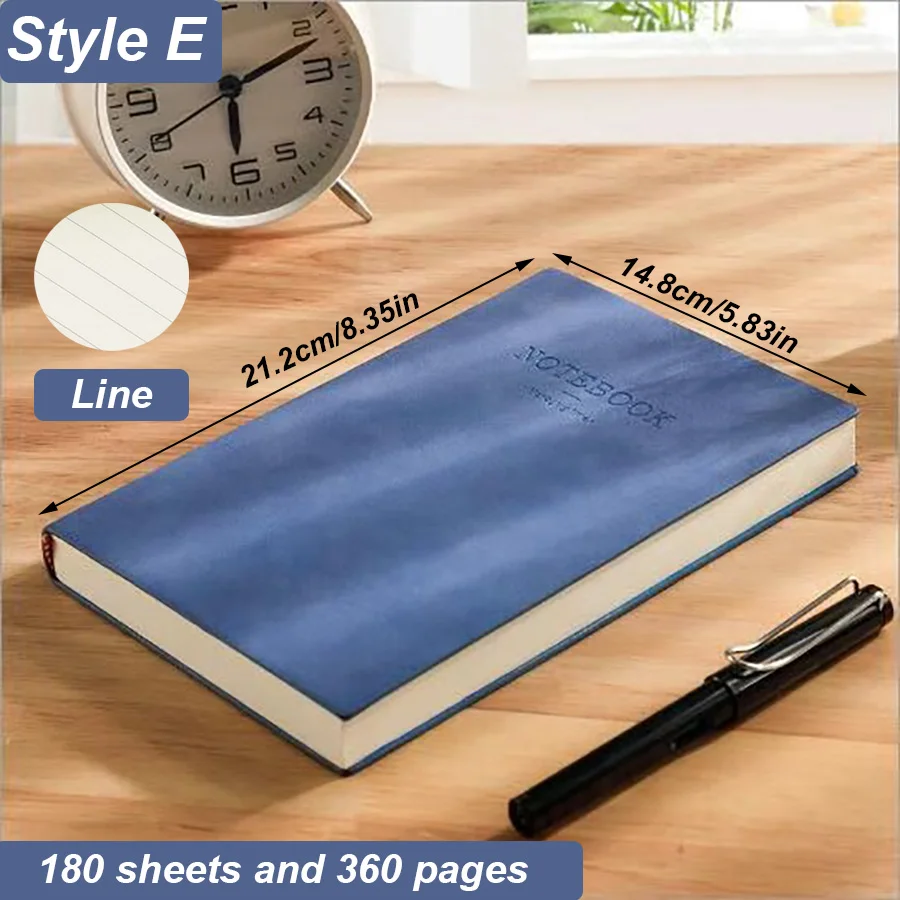 A5 Fake Leather Notebook 180 Sheets/360 Pages/Book,Horizontal Line Pages Waterproof Cover,Office Study Notes Supplies