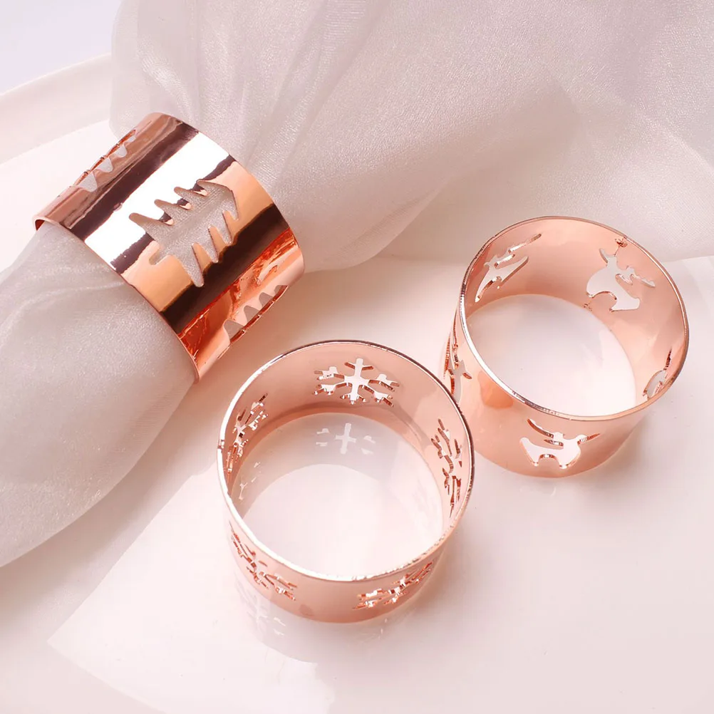 

3pcs Napkin Buckle Golden Alloy Christmas Holder Delicate Ring Vintage Decor Quality Design Home Restaurant Gift