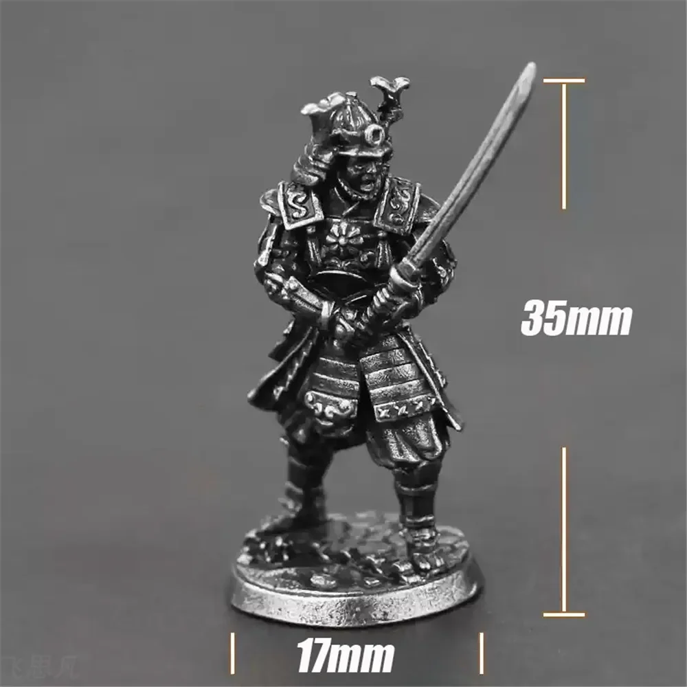 Copper Japanese Shogunate Samurai Soldier Figurines Miniatures Vintage Metal Soliders Model Statue Desktop Ornament Decoration
