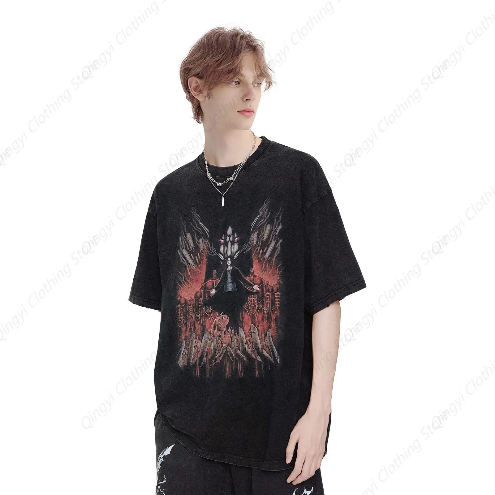 Men’s Cerberus Graphic Washed Tee Print Elements Oversized Tee