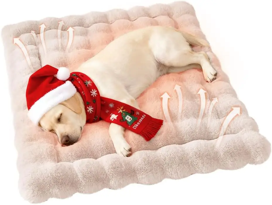 

Faux Fur Pet Bed Mat Plush Kitten Dog Pad Non-Slip Bottom Large White 35x27 Inch