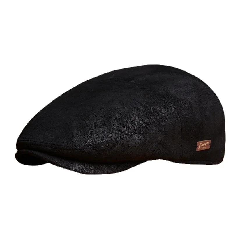 Sheepskin Leather Hat Mens Cap Thin Motorcycle New Outdoor Travel Hats In Spring and Summer Visor Men