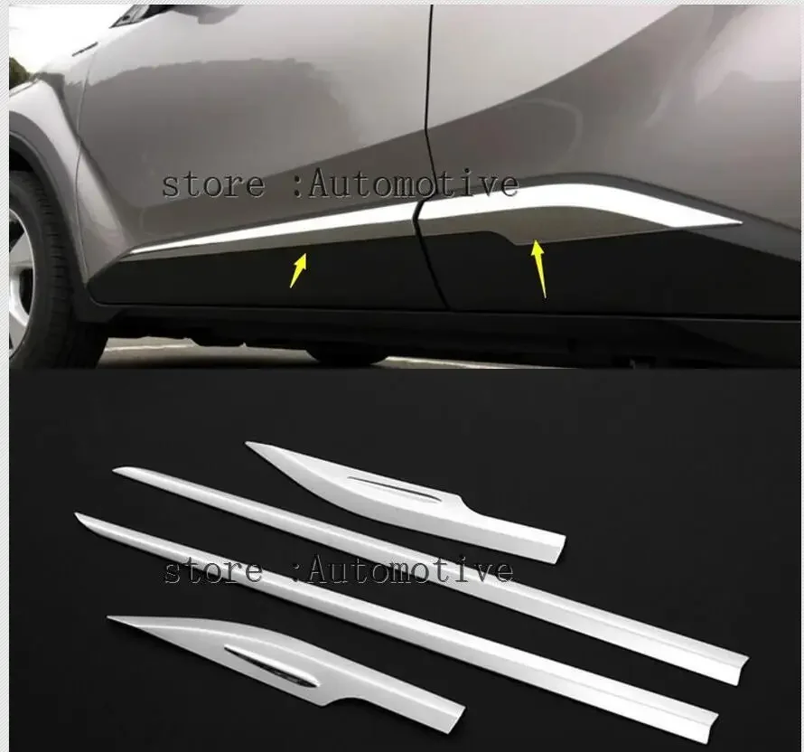 For Toyota CHR C-HR 2016 2017 2018 ABS Chrome Side Door Body Molding Cover Trim Side Door Protective Trim Accessories Parts 4pcs