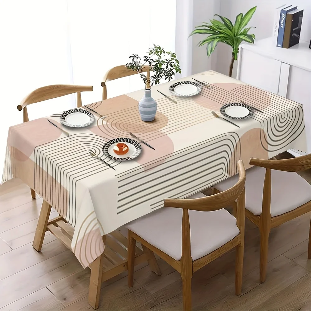 1pc Geometric Line Pattern Tablecloth - Suitable for picnics, camping, weddings, parties, etc.zyc