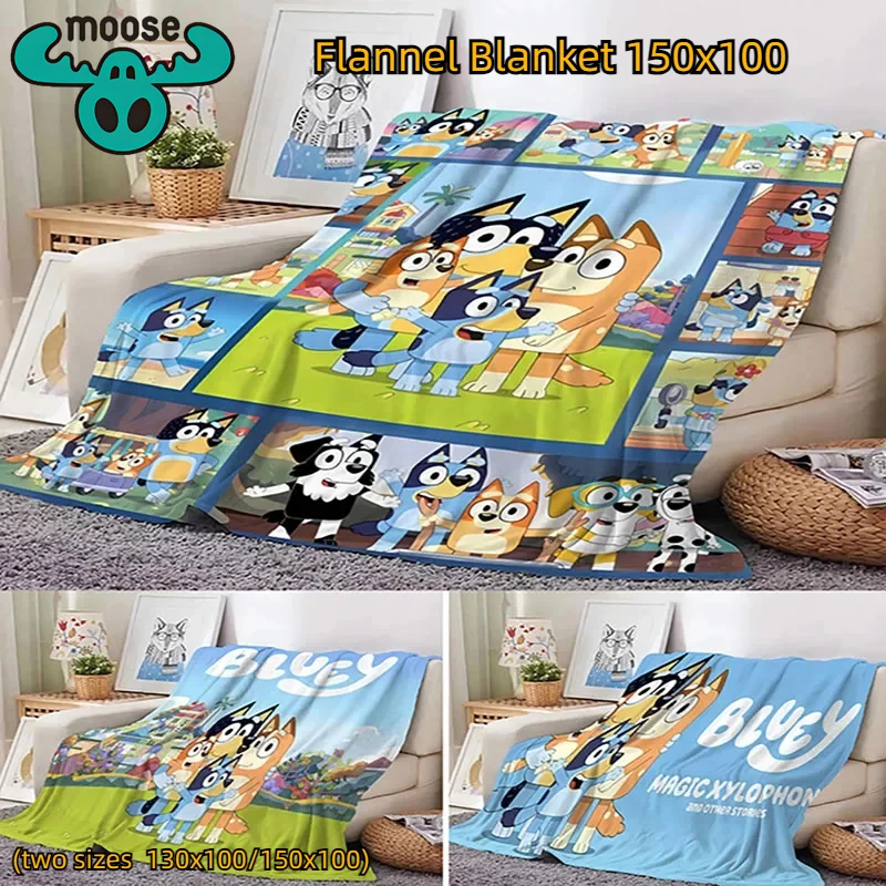 Moose Cartoon Anime Flannel Blanket Bluey Family Blanket  Home Sofa Lunch Break Blankets Children Student Blankets Nap Gifts