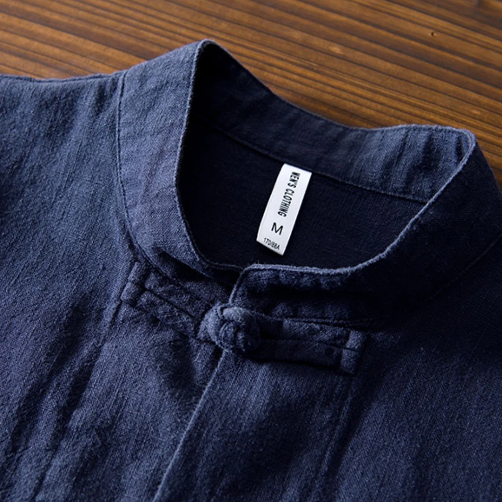 Comfy Fashion Men T-shirts Tops Autumn Blouse Bodybuilding Traditional Breathable Uniform Buckle Cardigan Coat