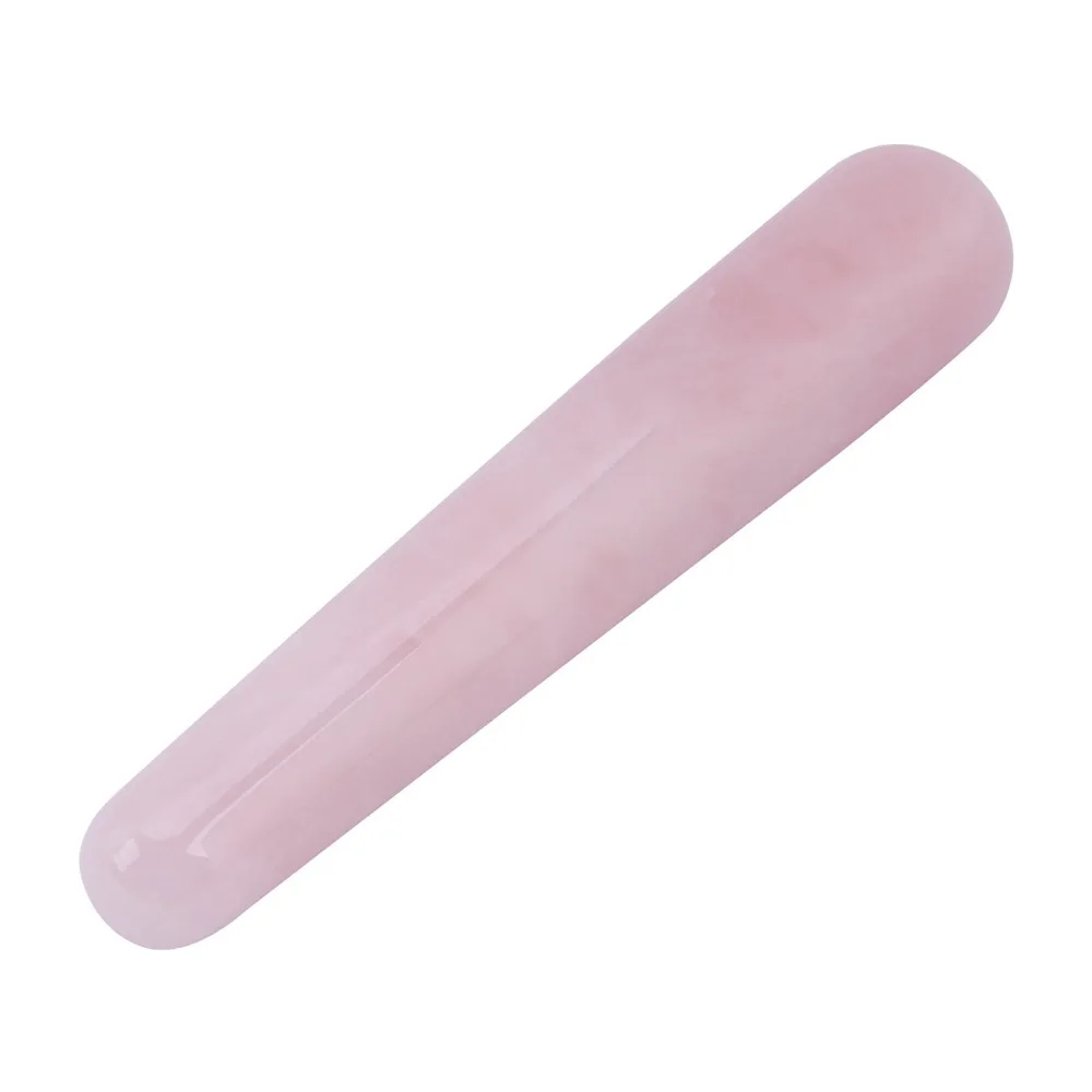 Quartz Crystal Face Massage Wand Pink Acupressure Crystal Massage Wand Smooth Surface Quartz Massage Stick Facial Body Caring