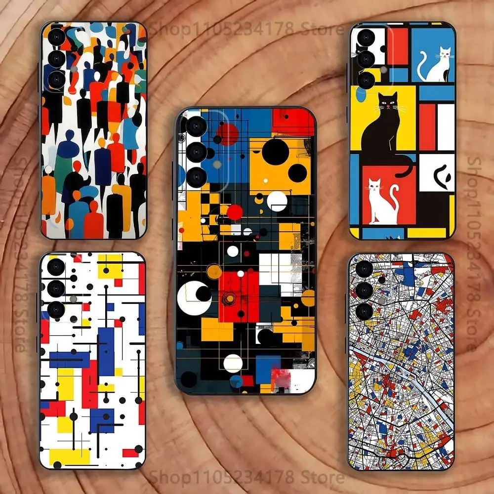

Pattern Abstract Piet Mondrian Phone Case For Samsung S25,S24,S21,S22,S23,S30,Ultra,S20,Plus,Fe,Lite,5G Black Cover