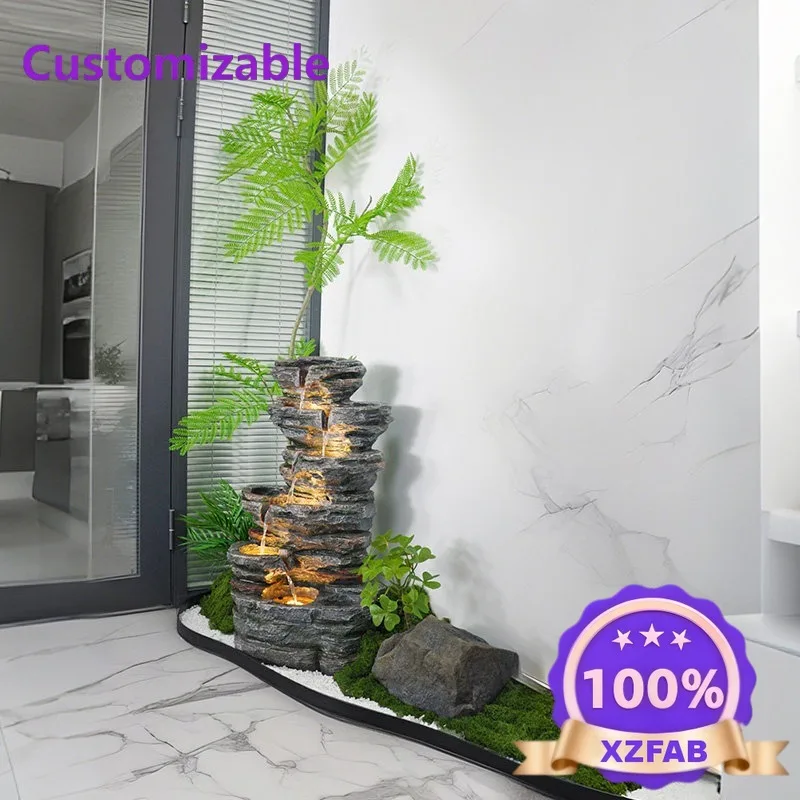 Factory Direct 2026 Courtyard Water Feature Outdoor Rockery Fountain Balcony Recirculating Mountain Stacking Stone Fortune Lands