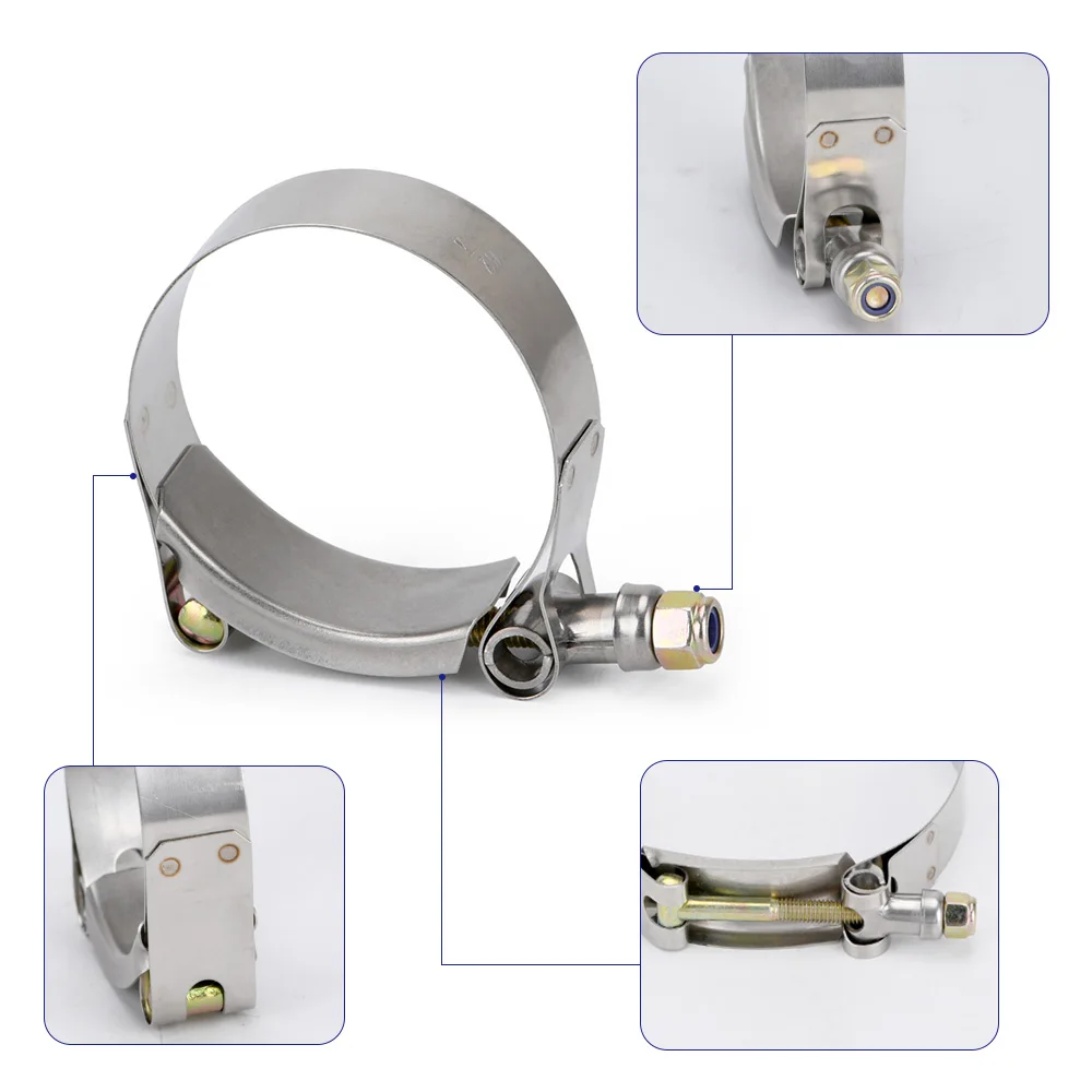 1 Pair SS304 CLAMPS 2" INCH 54MM-62MM STAINLESS SILICONE TURBO HOSE COUPLER T BOLT CLAMP KIT  Car Accessories LZ5250