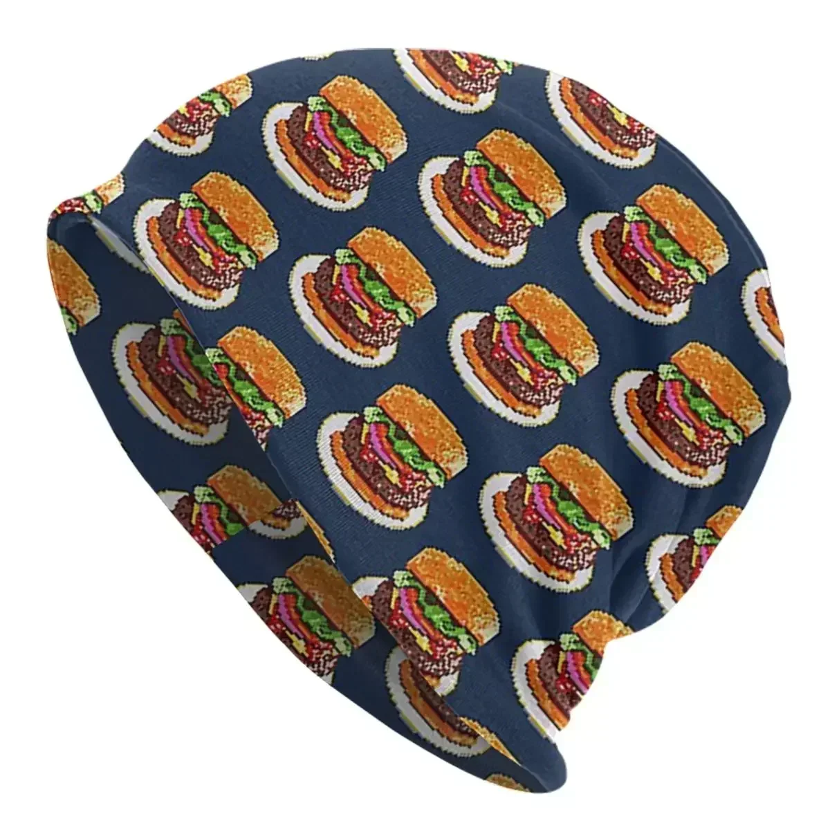 BIG PATTY HAMBURGER Warm Knitted Cap Hip Hop Bonnet Hat Autumn Winter Outdoor Beanies Hats For Unisex Adult