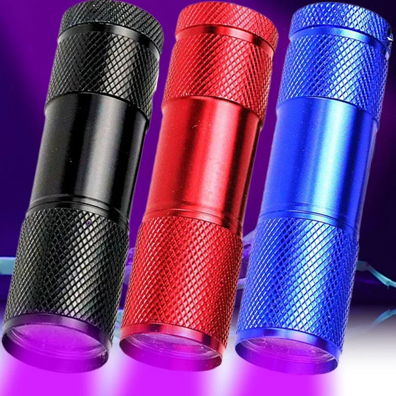 Mini lanterna de luz preta à prova d\'água, lanterna uv ultravioleta à prova d\'água 9led, detector para animais de estimação, manchas de urina de