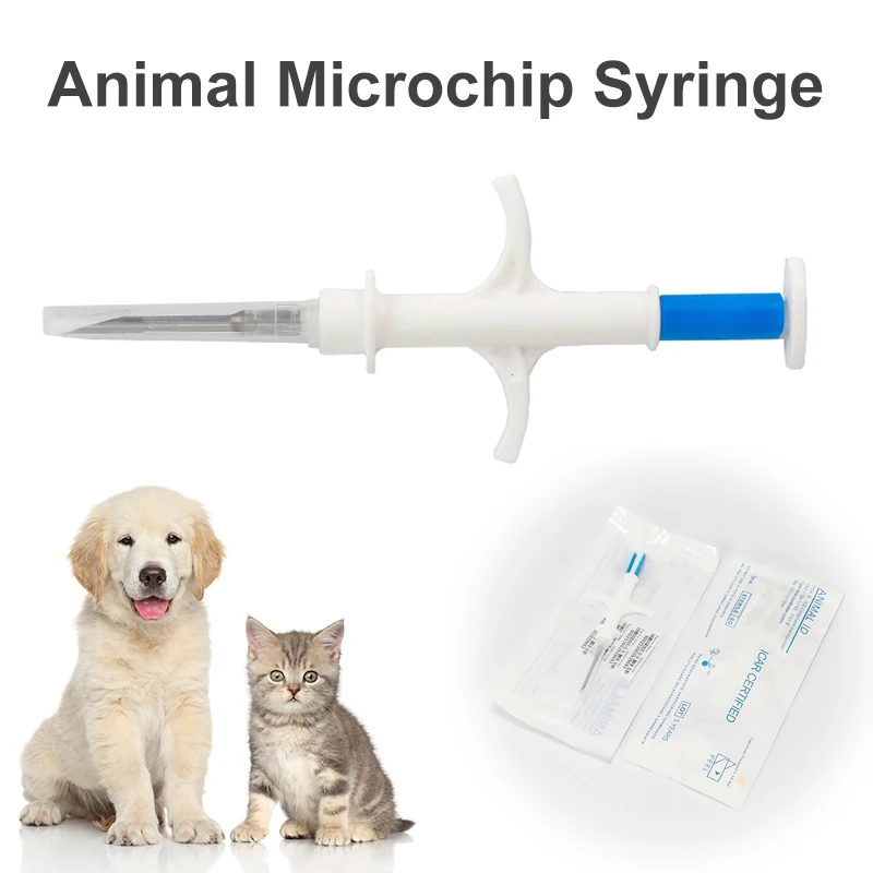 Microchip de identificación de mascotas, jeringa RFID de 2,12x12mm, 134,2 KHz, FDX-B EM4305, Chip de seguimiento para gatos y perros, 1 ud.