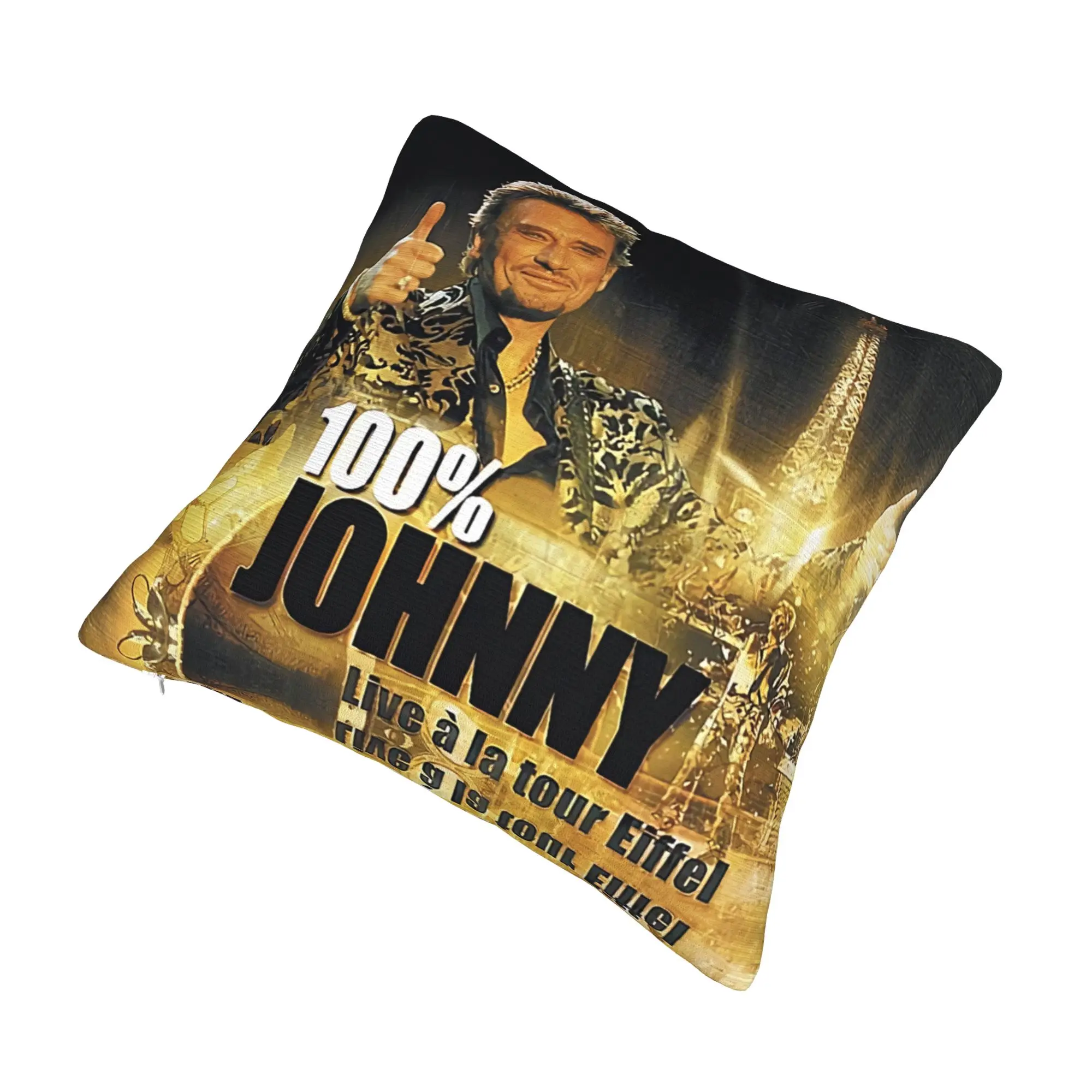 Luxury Johnny Hallyday Cushion Cover for Sofa Soft French Rock Singer Pillow Case for Living Room