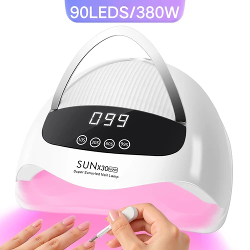 DianaBeauty-Lámpara de uñas LED UV profesional, 380W, con pantalla LCD, 90LEDS, secador de uñas para secar todos los geles, herramientas de decoración de uñas
