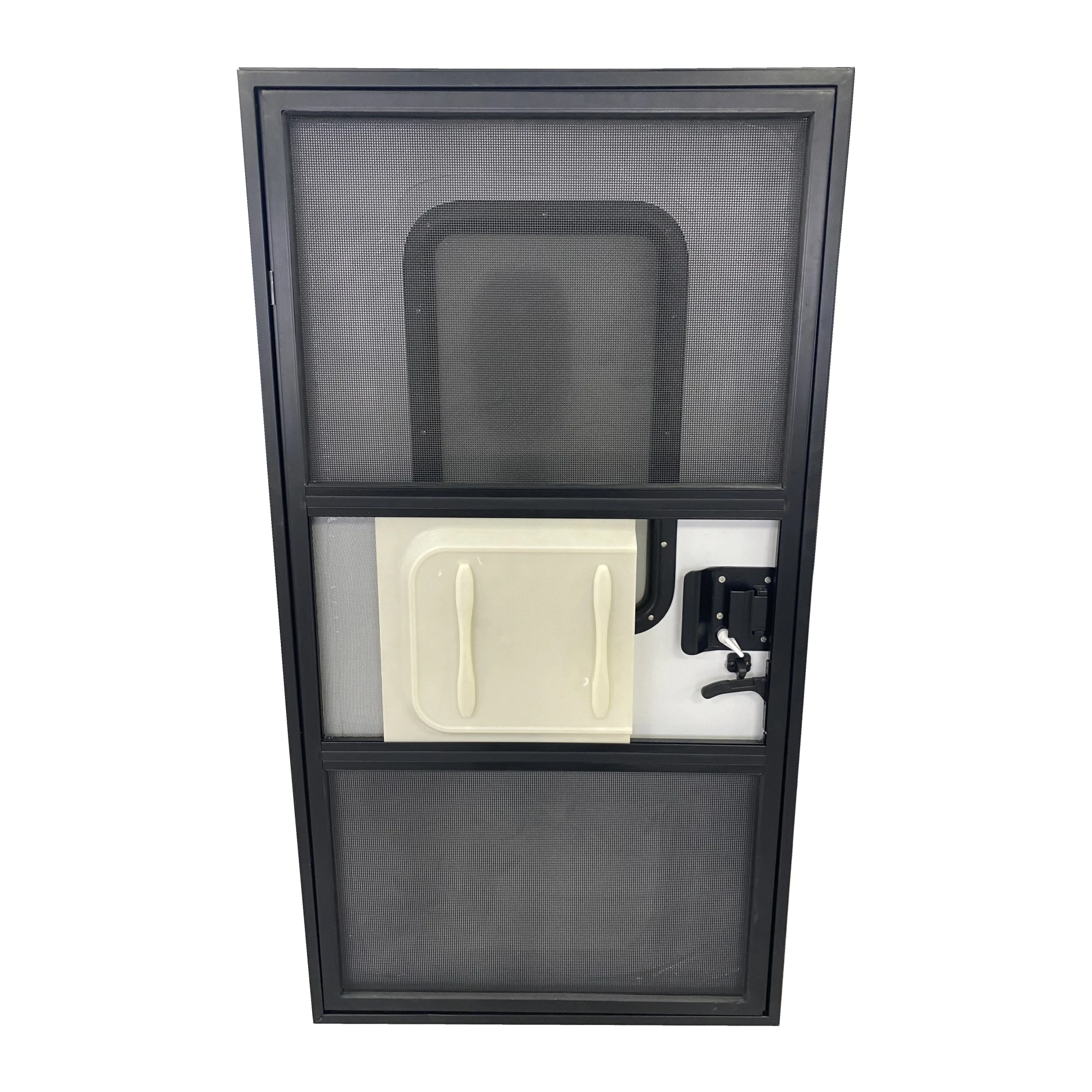 Factory Direct Sale Aluminum Alloy Frame RV Frosted Tempered Glass Caravan Camper Trailer Door With Single-point Lock