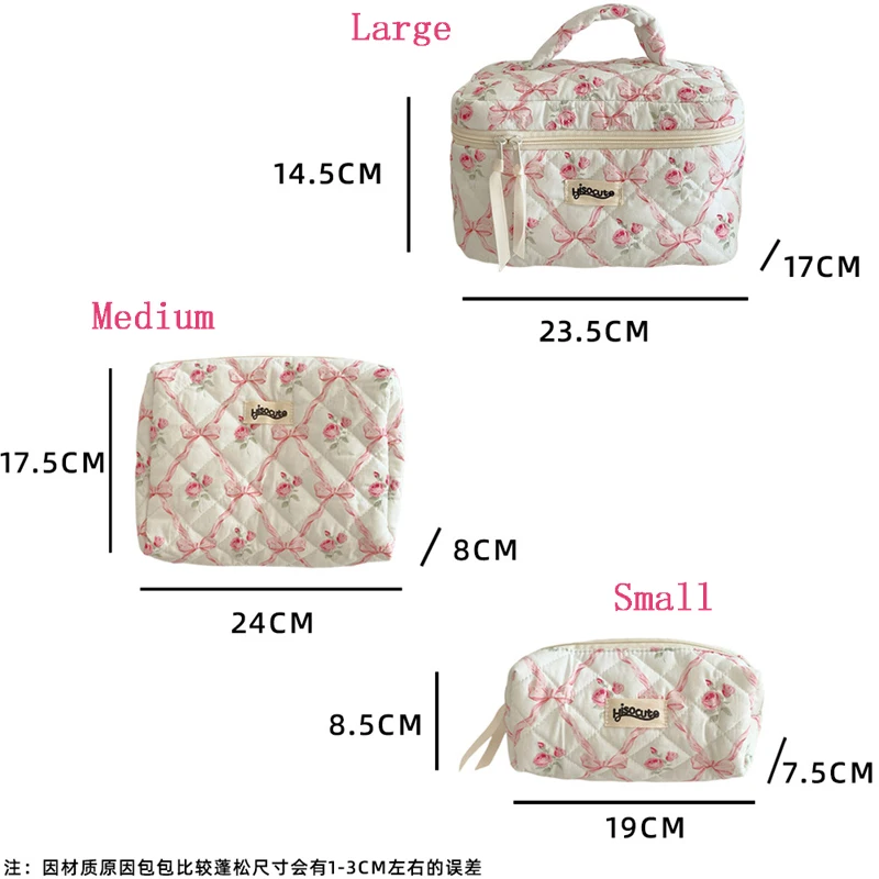 Bow Flower Makeup Bag Cosmetic Bag Women Zipper Storage Bag Large Capacity Portable Handbag Toiletry Case For Girls Cosmetiquera