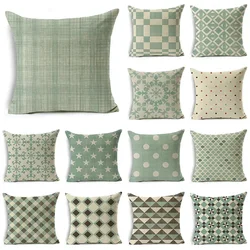 Light Green Fresh Style Cushion Cover 45x45cm Linen Decorative Pillow Cover Sofa Bed Pillow Case