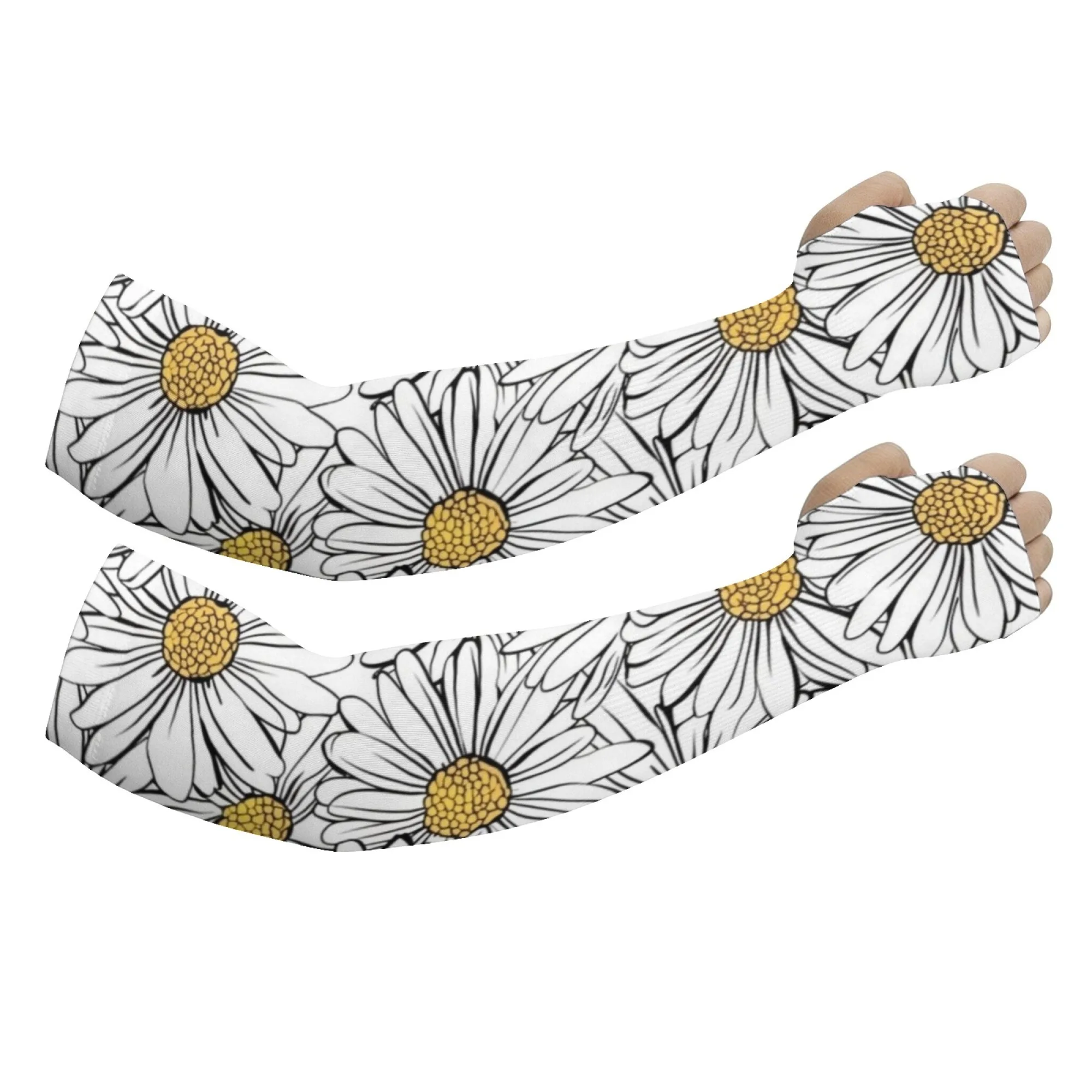 

Fresh Daisy Print Arm Sleeves Non-slip Comfotable and Non-Slip for Running Fitness Driving Fishing Outdoor Sports Sleeves