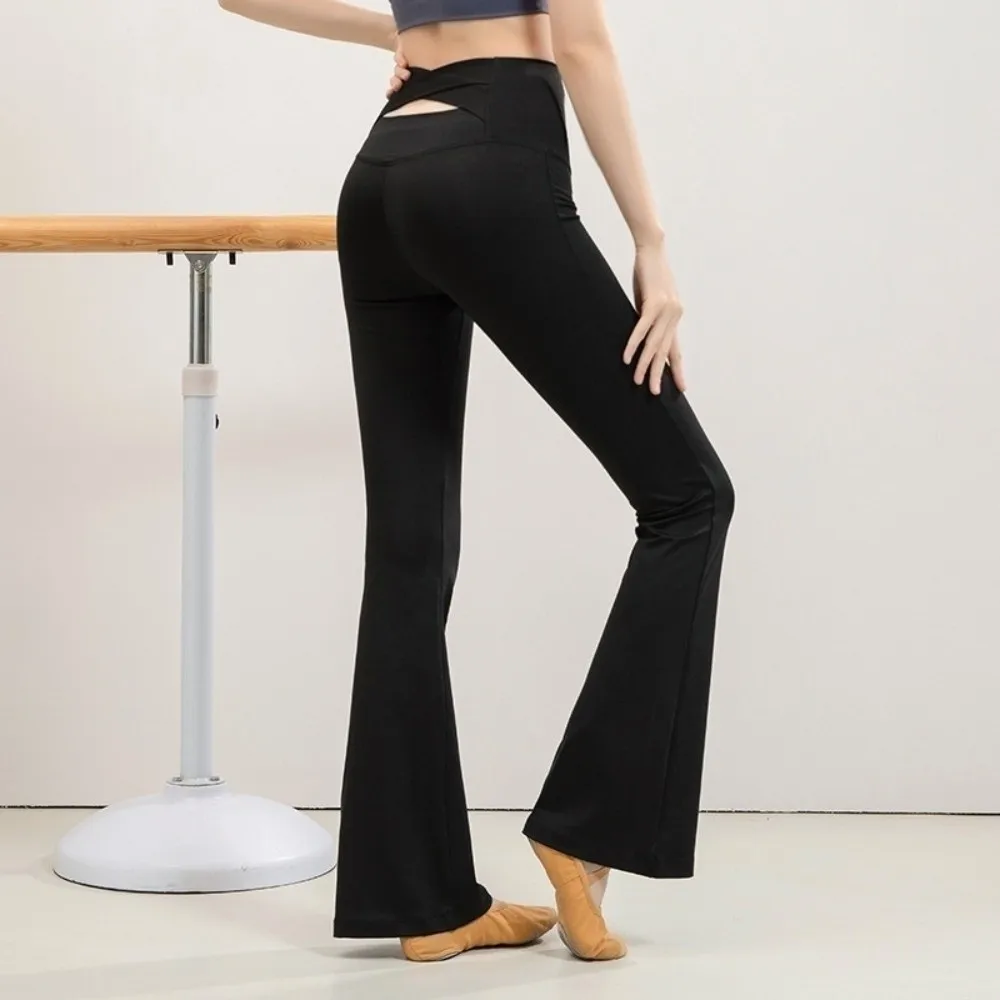 

Leggings With Velvet Yoga Pants Micro Flared Crisscross Straps Fitness Pants Breathable Stretchy High Elastic Pants Yoga