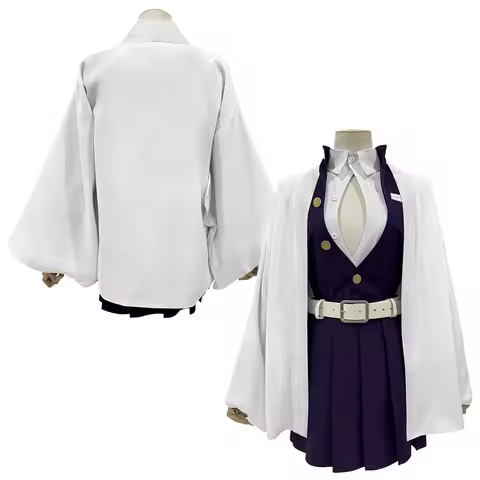 HOLOUN Anime Kanroji Mitsuri Cosplay Costume Braided Wig Embroidery Top Skirt White Haori Belt Stockings Cos Halloween