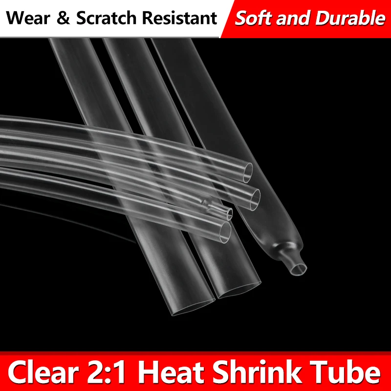 1~10M Transparent 2:1 Shrink Ratio Heat Shrink Tube Dia 0.6~80mm Insulated Cable Protecctor Connector Sleeving DIY Wrap Wire