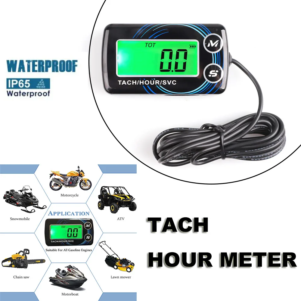 

Motorcycle Tach Hour Meter SVC LCD Digital Tachometer Engine Resettable Maintenace Alert RPM Counter For Chainsaws Boats ATV