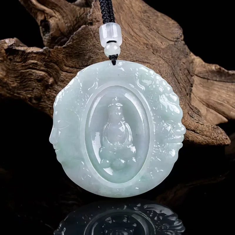 Natural Real Emerald A Good Jadeite Buddha Pendant Myanmar Necklace Jewelry Charm Designer Luxury Vintage Women Certificate