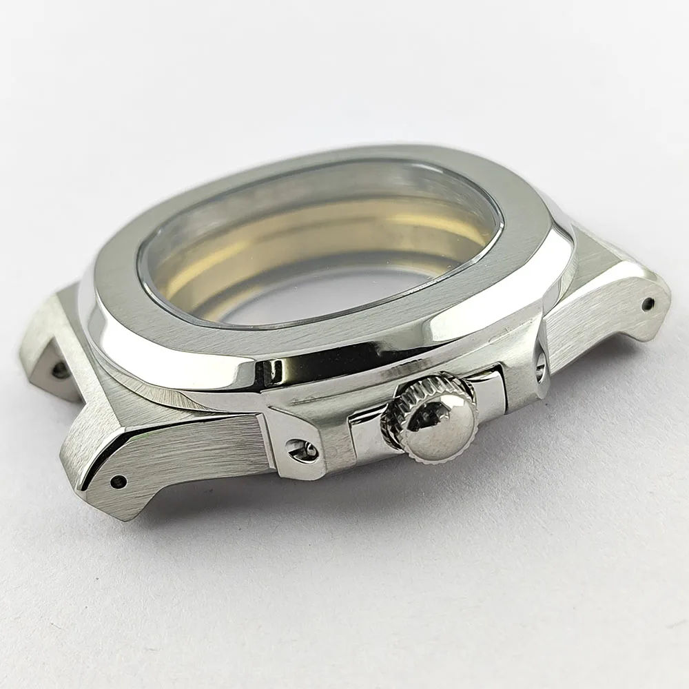 40 مللي متر حزام حافظة الياقوت والكريستال والزجاج تعديل نوتيلوس حافظة NH38 NH35 NH36 حركة مقاوم للماء حزام الفولاذ المقاوم للصدأ