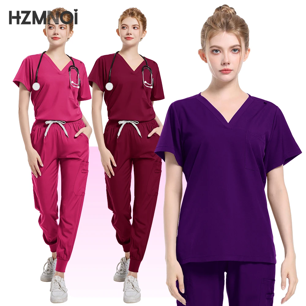 Women Scrubs Suits Surgical Tops Pants Multicolor Workwear Casual Jogger Clothes Hospital Doctor Nurse Uniform Medical Scrub Set