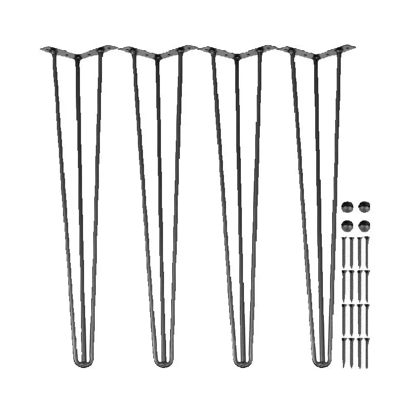 SucceBuy Gambe da tavolo a forcina 24 pollici Nero Set di 4 Gambe da scrivania Capacità di carico di 880 libbre (ciocca 220 libbre) Gambe da scrivania a forcina 3 aste Banco da scrivania