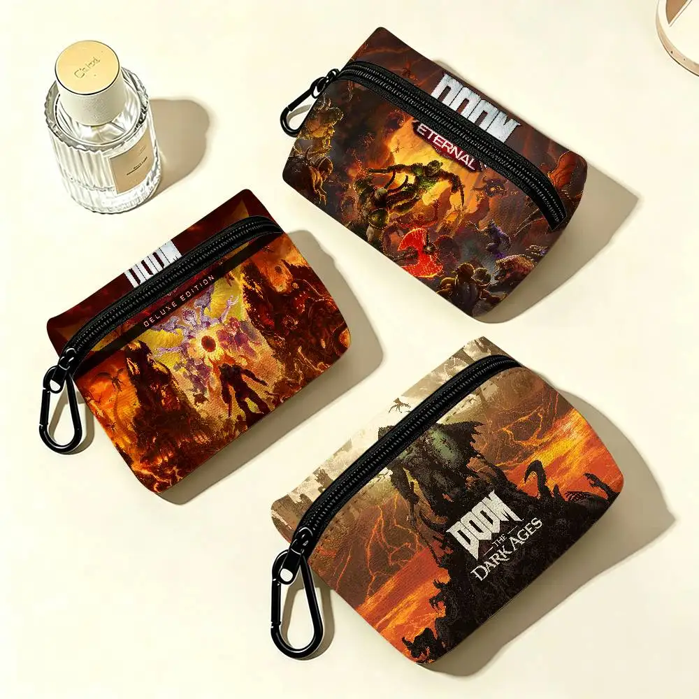 Games D-Doom Wear-resistant Oxford Cloth Coin Purse Portable Backpack Hanging Card Storage Bag