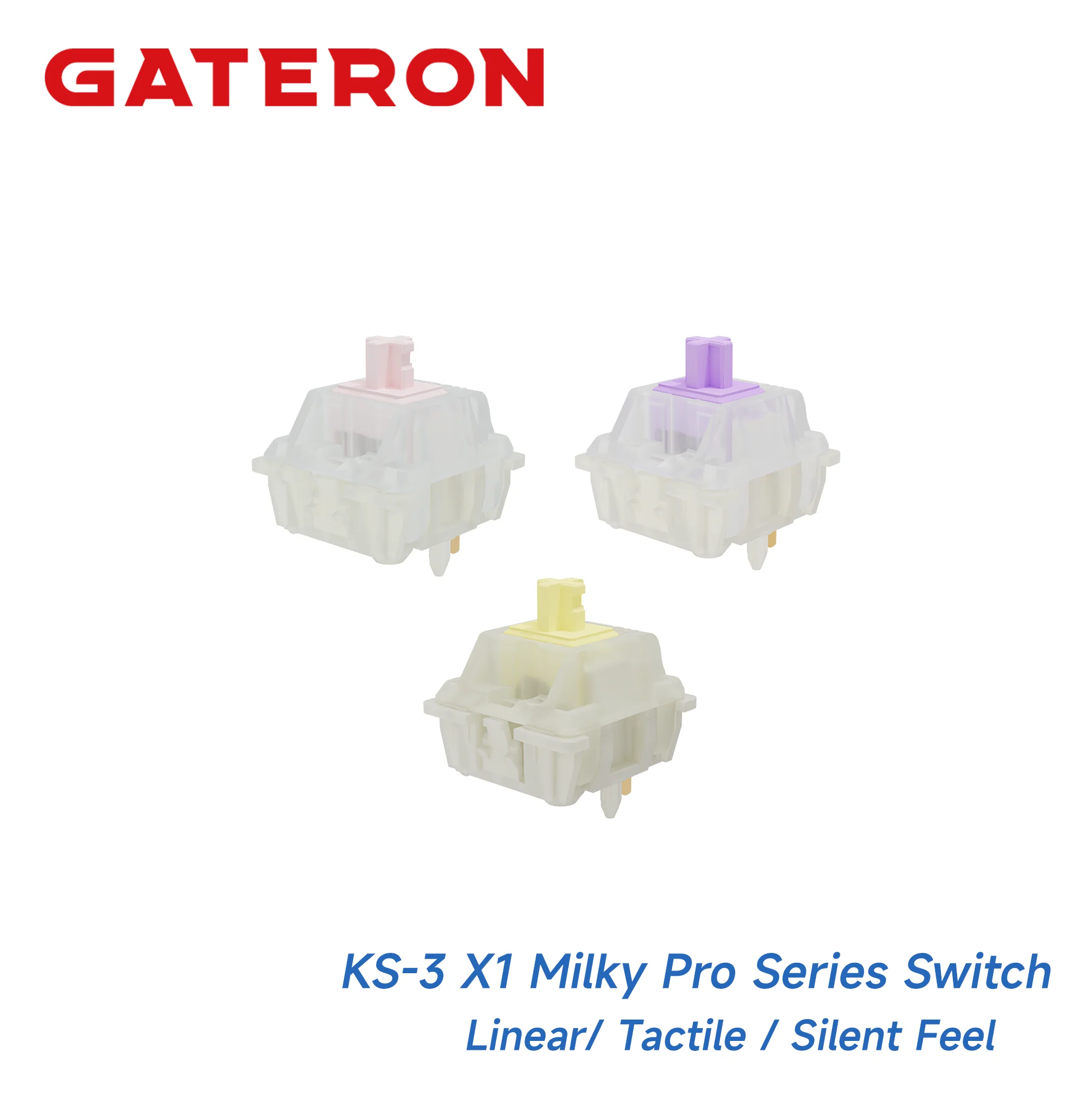 GATERON KS-3 X1 Milky Pro Families Switch 5 Pin Linear Tactile Silent Creamy Switch RGB DIY Hotswap for Mechanical Keyboard