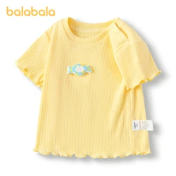 Balabala Baby Short Sleeve T-shirt Infant Girls Boys Top 2024 Summer New Collection Breathable Fresh Comfortable and Stylish