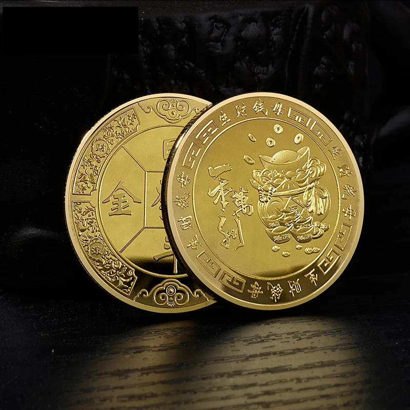 Nova Medalha Comemorativa de Riqueza Lucky Gold Coins Collectibles Souvenirs